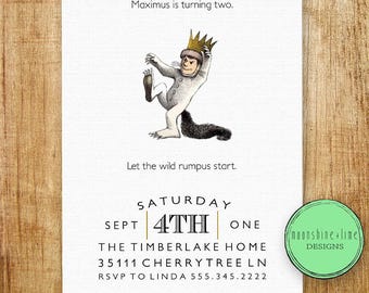 Where the Wild Things Are invitation, Minimalist invite, Wild Rumpus, Digital print - option to be printed,