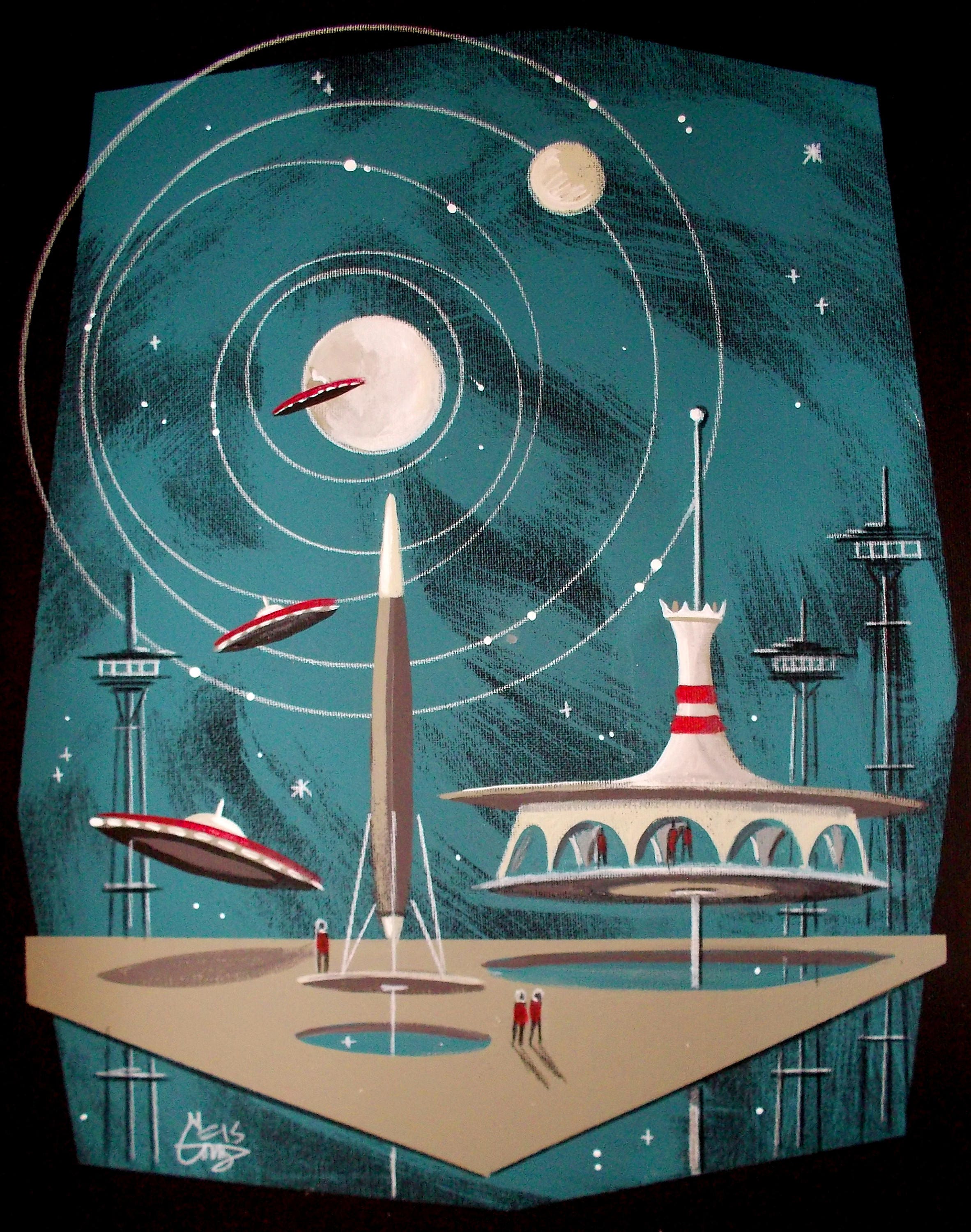 El Gato Gomez Outer Space Futuristic Retro Art Print