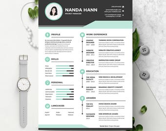 Modern Resume Template Instant Download | CV template + Cover Letter | DIY Printable | Professional and Creative Resume Design |