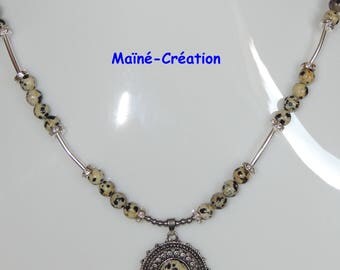 Dalmatian Jasper necklace and rhinestone