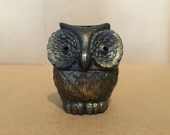 Vintage Metal Owl Incense Burner - 2 Pieces - 3" Tall