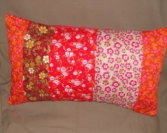 Cushion style "Bohemian" red in four parts, different fabrics