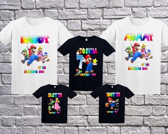 Super Mario shirt, Super Mario Birthday T-Shit, Mario Name Age, Custom Mario Shirt, Personalized Super Mario Apparel, Mario Birthday Party