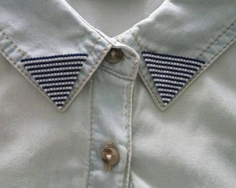 Jewelry print Navy Blue sailor collar and white