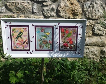 Painting with birds and butterflies
