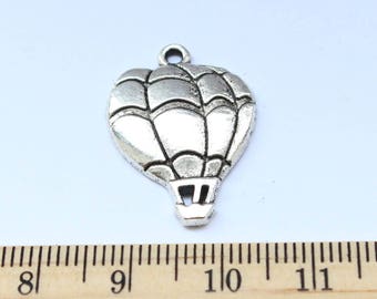 5 Hot Air Balloon Charms - Antique Silver - ef0136