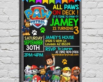 Paw Patrol Birthday Invitation, Paw Patrol Invitation, Paw Patrol Party Invitations, Paw Patrol Invitation Boy, Paw Patrol Birthday Party
