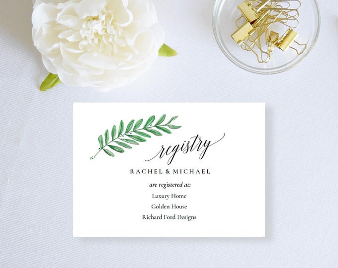 Registry Card Template,Greenery Registry Card,Wedding Registry Card Printable,Registry Card PDF,Registry Card Editable,Greenery Wedding Card