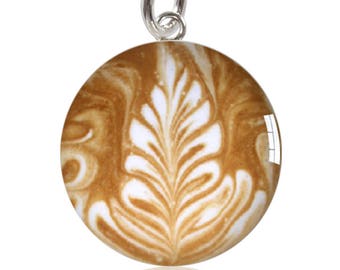 Coffee Art Sterling Silver Meniscus Charm Pendant