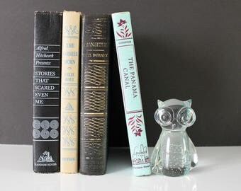 VINTAGE glass OWL / owl paper weight