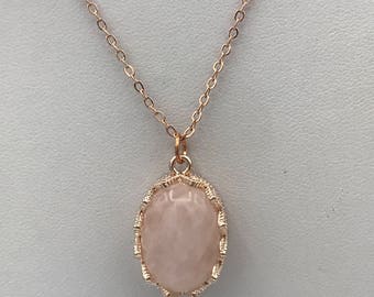 real gold rose quartz necklace