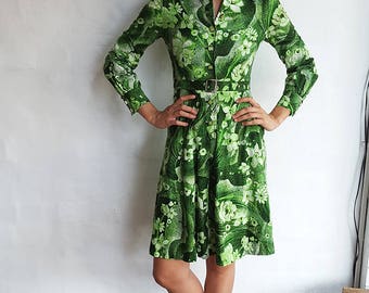 Vintage Green Floral Tokyo Dress, XS
