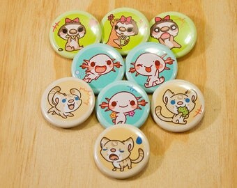 Kawaii critters cute buttons 1.5 inch pinback button