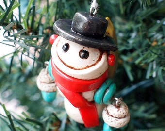 SNOWMAN Snowbot Sei Robot Jet-Pack WIGGLY ARMS Geeky Christmas Ornament