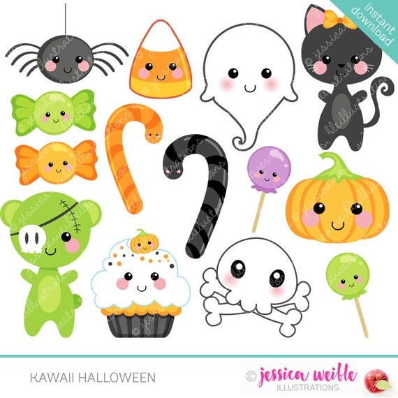 Kawaii Halloween Cute Digital Clipart Commercial Use OK (570 x 570 Pixel)
