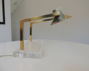 Mid Century brass and lucite lamp hollywood regency boho