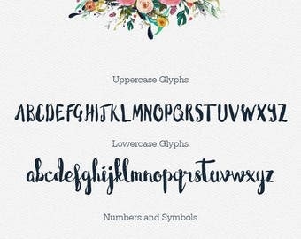 Digital Fonts 80% Off SALE Blushingly Typeface Fonts - Wedding Fonts - Hand Painted Script - Valentines Day - Heart swashes