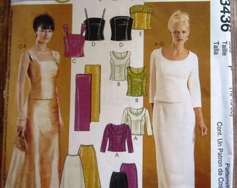 Misses Formal Lined Tops with Princess Seams, Skirts and Stole Sizes 16 18 20 Evening Elegance McCalls Pattern 3436 UNCUT