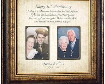50th Anniversary Gifts, Parents Anniversary Gift, Anniversary Gift, personalized anniversary frame gift, anniversary cake topper, 16x16