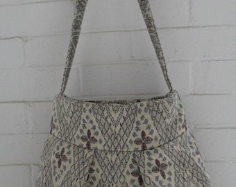 Floral Fabric Pleated Bag, Shoulder Bag, Handbag, Tote, Durable Fabric