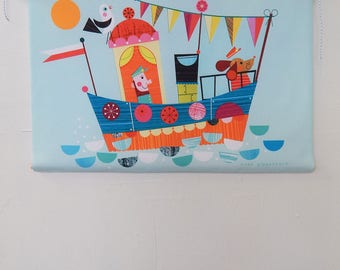 old man and the sea, fabric, wall hanging, Ellen Giggenbach