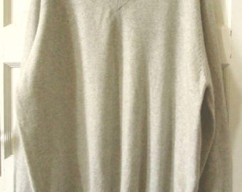 Men's Lands End Gray Cashmere Sweater, XL