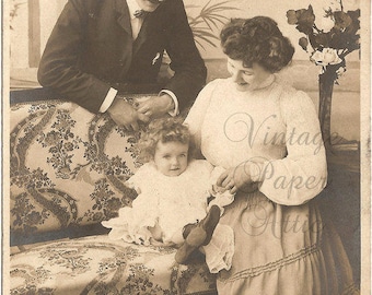 Beautiful Edwardian Family Antique French Photo Postcard RPPC Post Card from Vintage Paper Attic