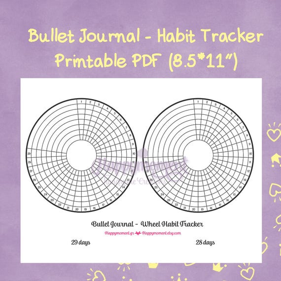 sticker book printable Habit Wheel Track Journal Bullet Tracker Printable Sticker