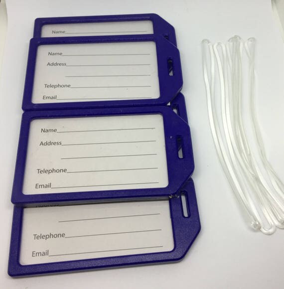Blue Luggage Tag Holder Clear insert cover 5 luggage tags