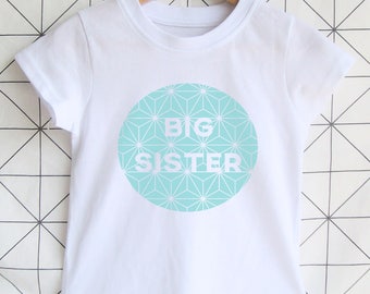 Modern Big Sister T-shirt - Geometric / Big Sister Shirt / Girls Clothing / Sibling Gift / Sister Toddler T-shirt / Pregnancy Announcement.