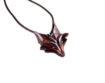 Fox Pendant, Celtic Fox Necklace, Fox Necklace, Celtic Wooden Fox Pendant, Fox Jewelry, Hand Carved Spirit Animal Pendant, Fox Totem Jewelry