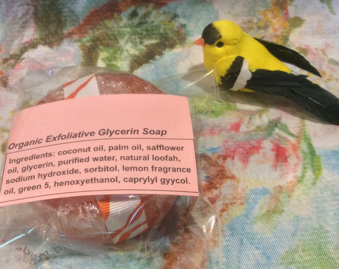 Loofah Soap - Citrus Scented Handcrafted - Exfoliating Bar Soap, Homemade Organic Soap, Natural Luffa Soap , Skin Scrub, Artisan Luffa