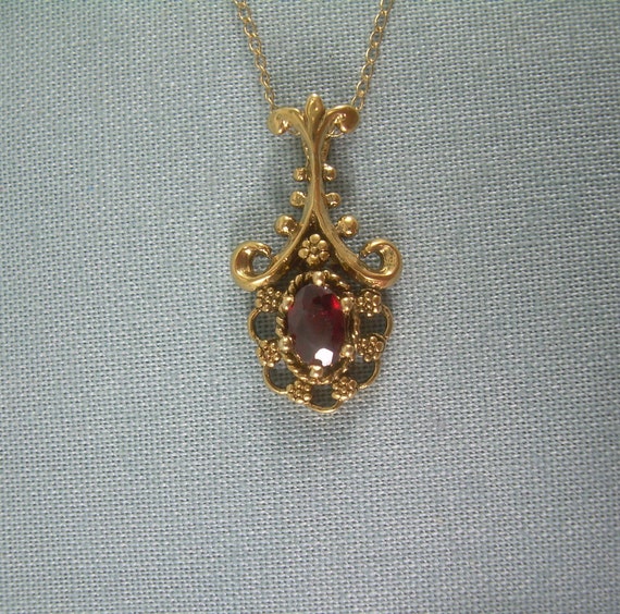 14kt EDWARDIAN ETRUSCAN Fleur De Lis Necklace-Vintage 585 AU