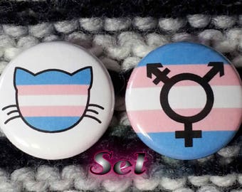 Transgender Flag Buttons - Set of 2