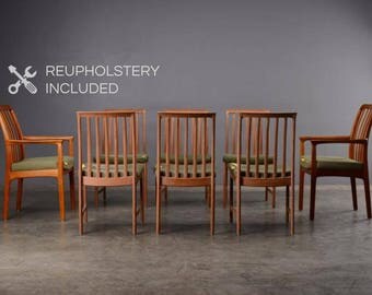 8 Mid Century Dining Chairs Teak Danish Modern Folke Ohlsson