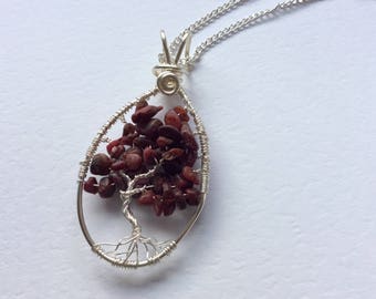 Ruby Tree of Life Wire wrapped Pendant Necklace Genuine natural Gemstone crystal Gift for her birthday mothers day July birthstone birthday
