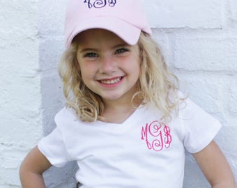 Youth Monogrammed Baseball Cap | Monogram Toddler Hat, Personalized Baseball Cap for Children | Multiple Colors
