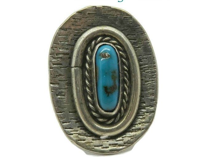 Navajo Turquoise Ring | Vintage Sterling Silver Shield Ring | Native American Statement Ring | Size 6