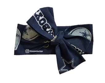 Navy Blue Dallas Cowboys headwrap - infant child adult teen baby girl headband adjustable illiana jane illianajane