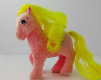 My Little Pony So Soft Shady G1 Flocked Toy Figure Hasbro 1980s Neon