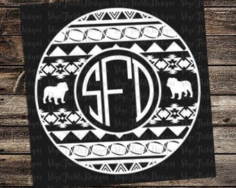 Aztec Bulldog Football Monogram SVG, JPG, PNG, Studio.3 File for Silhouette, Cameo, Cricut, Cut File
