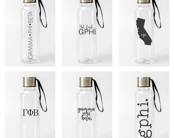 Gamma Phi Beta Water Bottle / GPhi Sorority Water Bottle / Pick from 6 Designs / Gamma Phi Bottle /GPhiB Drinkware / Gamma Phi Beta Tumbler