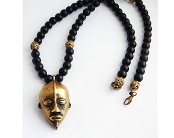 Tribal African Necklaces African Mask Beaded Necklace African
