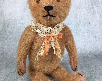 antique mohair teddy bear, antique apricot teddy bear, vintage teddy bear