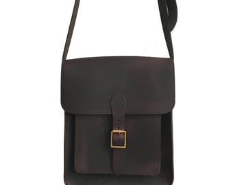 Brown Leather Messenger Bag - Handmade in UK - Vintage Style - Men Leather Bag - Gift for Him - Men Bag - Satchel - Leather Bag - Brown Bag