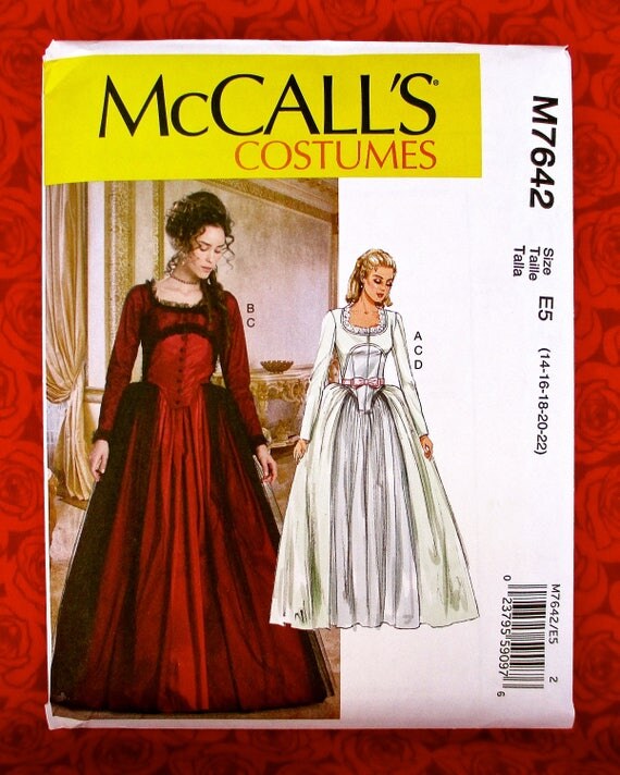McCall's Sewing Pattern M7642 1700's Georgian Gown