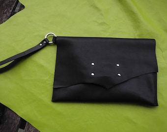 One of a kind Italian Leather Clutch Wristlet with matching purse insert