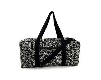 Aztec Travel bag, Hippie Weekender bag, Big Overnight bag, Carry on bag, Holdall, Boho Duffle bag, Ethnic Tribal bag, Vegan bag, Black White