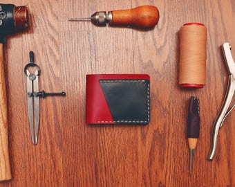 Leather wallet, slim wallet, genuine leather, Handmade in the USA