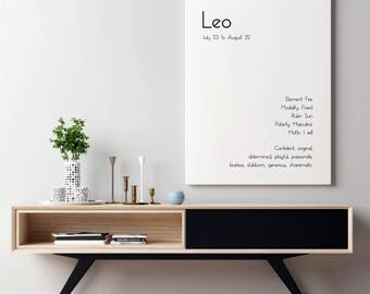 Leo Star Sign Leo Zodiac Leo Art Print Zodiac Art Print Zodiac Signs Room Decor Art Leo Poster Typography Print Typography Wall Art Poster